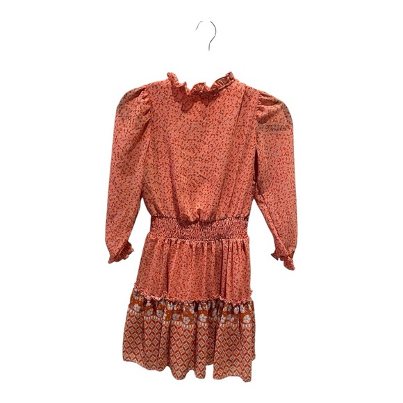 btween Pink Orange Smocked Ruffled Sundress long sleeve Dress Size 10 - Picture 5 of 10